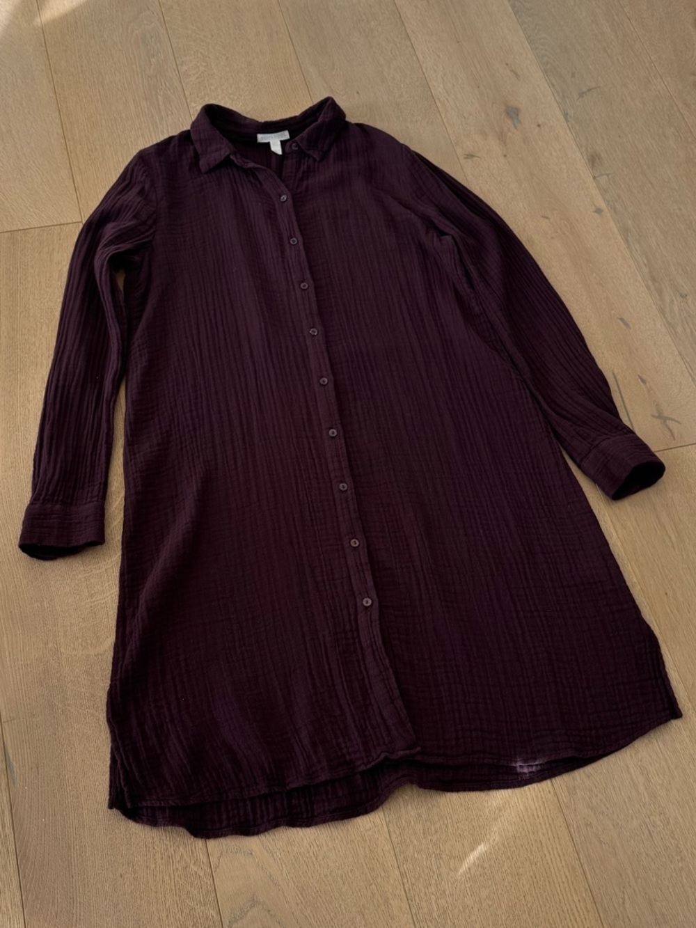 EILEEN FISHER Organic-Cotton Button Down Dress Size XSmall